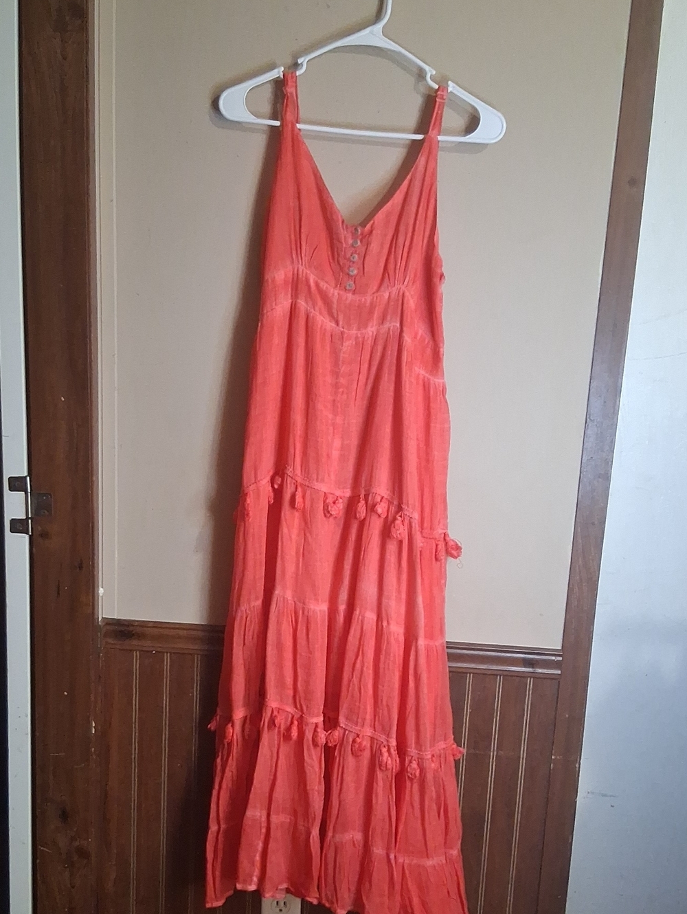Coral Tiered Maxi Dress NWT